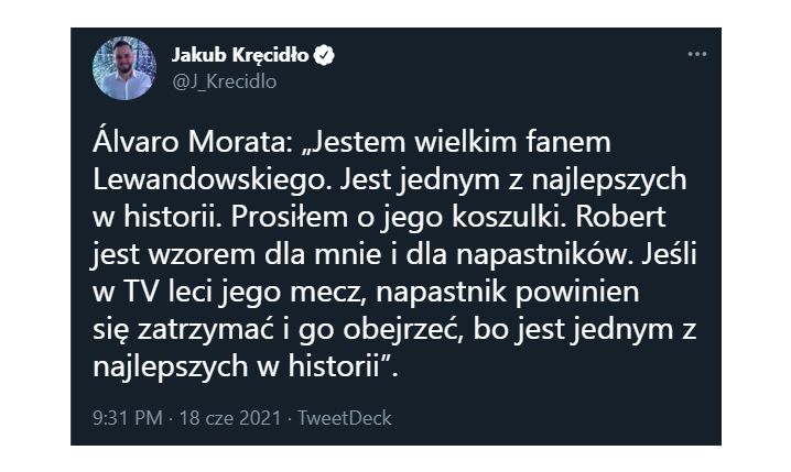 SŁOWA Alvaro Moraty nt. Roberta Lewandowskiego!